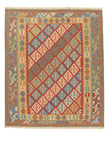 絨毯 キリム カシュガイ 248X291 グリーン/オレンジ (ウール, ペルシャ/イラン)