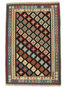  Persischer Kelim Ghashghai Teppich 208X301 Schwarz/Dunkelrot (Wolle, Persien/Iran)