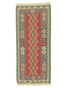 86X191 Dywan Kilim Kaszkaj Orientalny Chodnikowy Ciemnozielony/Ciemnoczerwony (Persja/Iran) Carpetvista