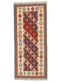 83X188 絨毯 キリム カシュガイ オリエンタル 廊下 カーペット ダークレッド/ダークグリーン (ペルシャ/イラン) Carpetvista