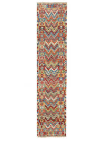 絨毯 キリム カシュガイ 86X386 廊下 カーペット 茶色/ダークレッド (ウール, ペルシャ/イラン)
