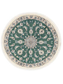  Persian Nain Rug Ø 100 Round Dark Green/Beige (Wool, Persia/Iran)