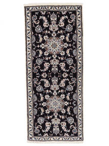  Orientalischer Nain Teppich 82X197 Läufer Schwarz/Dunkelgrau Wolle, Persien/Iran Carpetvista