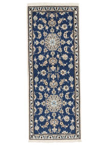 絨毯 ナイン 78X197 廊下 カーペット ブラック/ダークグレー (ウール, ペルシャ/イラン)