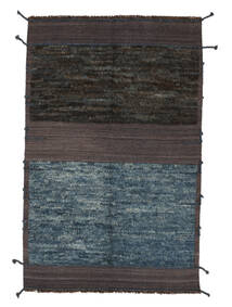  160X249 Contemporary Design Rug Black/Dark Blue Afghanistan Carpetvista