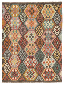  Kelim Afghan Old Style Matot 158X209 Ruskea/Tummanpunainen Carpetvista