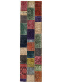 絨毯 ペルシャ パッチワーク 81X302 廊下 カーペット ブラック/ダークレッド (ウール, ペルシャ/イラン)