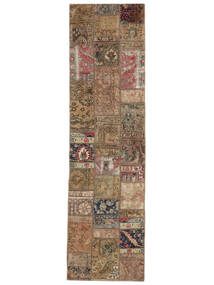 84X304 Patchwork Teppich Moderner Läufer Braun/Schwarz (Wolle, Persien/Iran) Carpetvista