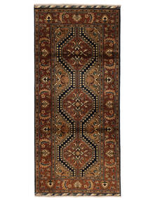 絨毯 Kunduz 89X195 廊下 カーペット ブラック/茶色 (ウール, アフガニスタン)