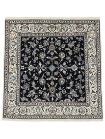  Persischer Nain Teppich 192X200 Quadratisch Schwarz/Dunkelgrau (Wolle, Persien/Iran)