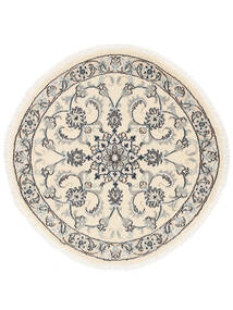  Ø 100 Nain Rug Oriental Round Beige/Black (Wool, Persia/Iran) Carpetvista