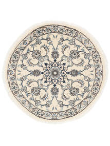  Ø 100 Nain Rug Oriental Round Beige/Dark Grey (Wool, Persia/Iran) Carpetvista