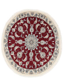  Ø 106 Nain Rug Oriental Round Beige/Dark Red (Wool, Persia/Iran) Carpetvista