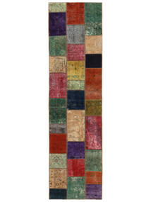 絨毯 ペルシャ パッチワーク 83X307 廊下 カーペット ダークレッド/ブラック (ウール, ペルシャ/イラン)