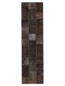 絨毯 ペルシャ パッチワーク 82X310 廊下 カーペット ブラック/茶色 (ウール, ペルシャ/イラン)