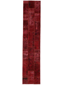 Tapis Patchwork 84X403 De Couloir Rouge Foncé/Noir (Laine, Perse/Iran)