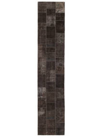  Persischer Patchwork Teppich 85X415 Läufer Schwarz (Wolle, Persien/Iran)