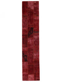 Tapete Persa Patchwork 84X398 Passadeira Vermelho Escuro/Preto (Lã, Pérsia/Irão)