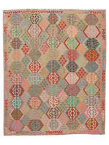  253X304 Kelim Afghan Old Stil Teppich Grün/Braun Afghanistan Carpetvista