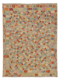  Kilim Afghan Old Style Tappeto 130X247 Di Lana Marrone/Giallo Scuro Piccolo Carpetvista