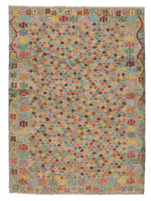  Kilim Afegão Old Style Tapete 181X243 Lã Castanho/Laranja Carpetvista