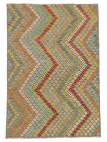 Kilim Afghan Old Style Rug 173X250 Brown/Dark Yellow Wool, Afghanistan Carpetvista