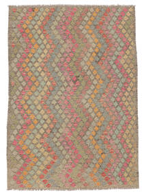  172X241 Kelim Afghan Old Stil Teppich Braun/Orange Afghanistan Carpetvista