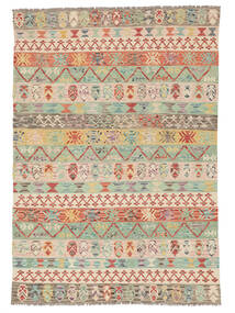 絨毯 キリム アフガン オールド スタイル 203X291 ベージュ/グリーン (ウール, アフガニスタン)