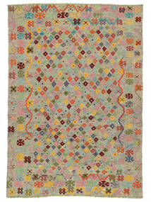  172X244 Kelim Afghan Old Stil Teppich Dunkelgelb/Braun Afghanistan Carpetvista