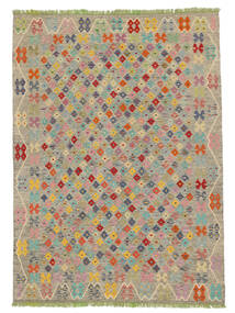  171X238 Kelim Afghan Old Stil Teppich Dunkelgelb/Braun Afghanistan Carpetvista