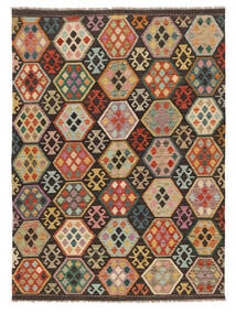  175X239 Kelim Afghan Old Style Matta Brun/Svart Afghanistan Carpetvista