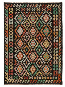 Kilim Afghan Old Style Rug 177X246 Black/Brown Wool, Afghanistan Carpetvista