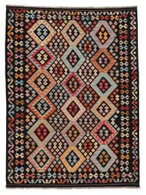 Kelim Afghan Old Style Vloerkleed 186X251 Zwart/Bruin Wol, Afghanistan Carpetvista