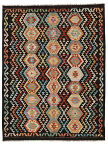  Orientalischer Kelim Afghan Old Stil Teppich 185X235 Schwarz/Grün Wolle, Afghanistan Carpetvista