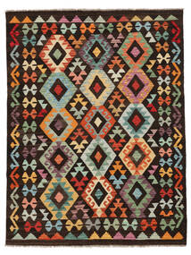  179X234 Kelim Afghan Old Stil Teppich Schwarz/Grün Afghanistan Carpetvista