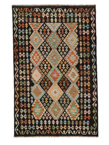 155X242 Kelim Afghan Old Style Vloerkleed Oosters Zwart/Bruin (Wol, Afghanistan) Carpetvista