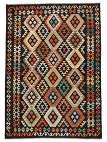  174X247 Kelim Afghan Old Style Matot Matto Musta/Ruskea Afganistan Carpetvista