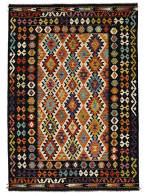 絨毯 キリム アフガン オールド スタイル 174X251 ブラック/ダークレッド (ウール, アフガニスタン)