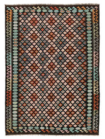  175X244 Kelim Afghan Old Style Matot Matto Musta/Ruskea Afganistan Carpetvista
