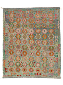  Kilim Afghan Old Style Tappeto 253X302 Di Lana Verde Scuro/Verde Largo Carpetvista