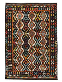  Kelim Afghan Old Stil Teppich 168X250 Schwarz/Dunkelrot Carpetvista