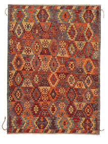  174X246 Kelim Afghan Old Style Matta Mörkröd/Brun Afghanistan Carpetvista