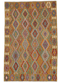  Kilim Afghan Old Style Rug 200X297 Wool Brown/Dark Red Carpetvista