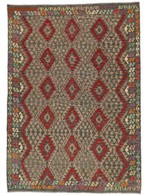 Kelim Afghan Old Style Teppe 211X296 Brun/Svart Ull, Afghanistan Carpetvista