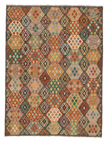 Kilim Afghan Old Style Rug 185X247 Brown/Black Wool, Afghanistan Carpetvista