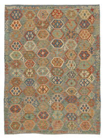 Kilim Afghan Old Style Rug 170X240 Brown/Green Wool, Afghanistan Carpetvista