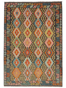  Itämainen Kelim Afghan Old Style Matot Matto 199X286 Ruskea/Musta Villa, Afganistan Carpetvista