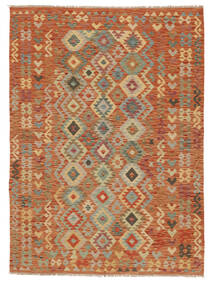 Orientalisk Kelim Afghan Old Style Matta 173X243 Brun/Mörkröd Ull, Afghanistan Carpetvista