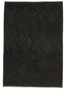  Orientalischer Kelim Afghan Old Stil Teppich 209X303 Schwarz Wolle, Afghanistan Carpetvista