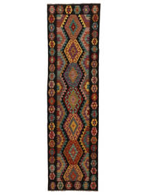 Tapis Kilim Afghan Old Style 83X297 De Couloir Noir/Rouge Foncé (Laine, Afghanistan)